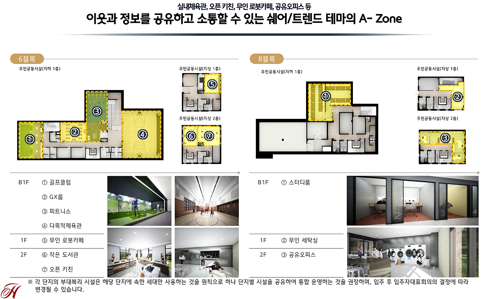 힐스테이트 양주옥정 파티오포레 A존 커뮤니티 다목적체육관·오픈키친·무인로봇카페·공유오피스
