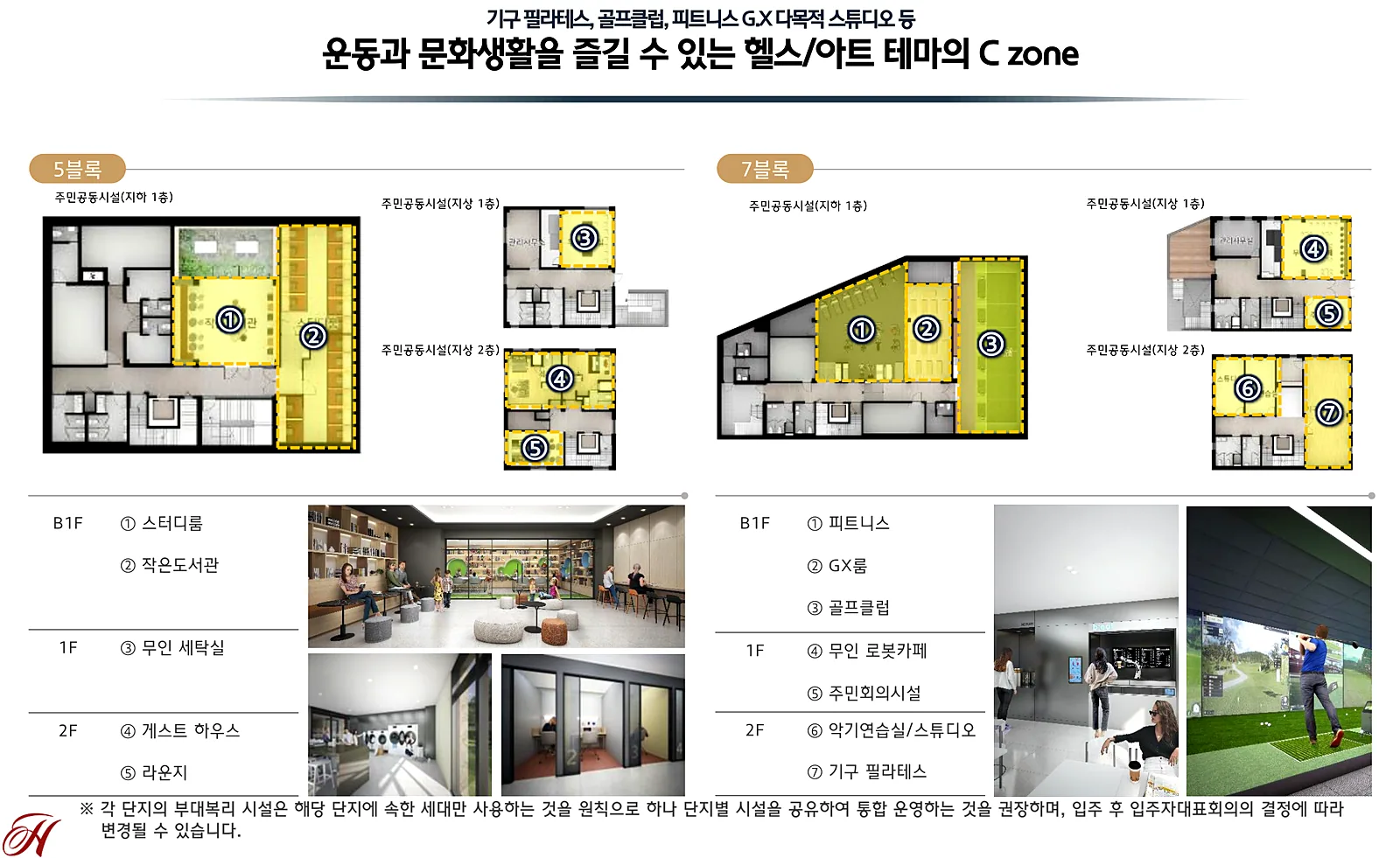 힐스테이트 양주옥정 파티오포레 C존 커뮤니티 기구필라테스·골프클럽·피트니스·GX룸