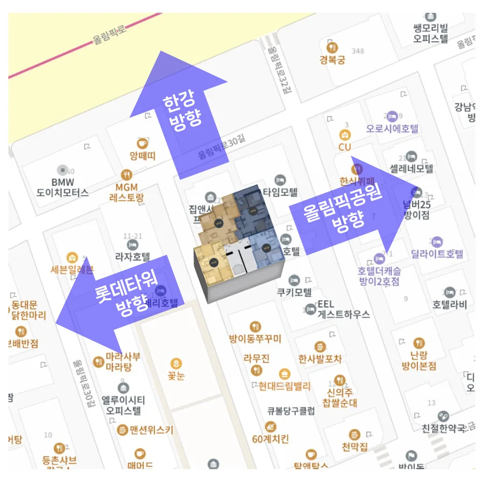 잠실 에떼르넬 비욘드 위치와 주변 상권 지도
