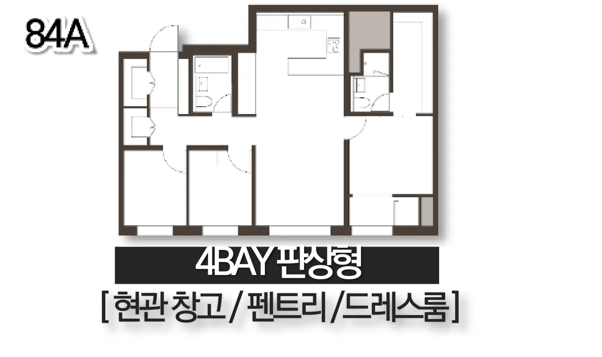 빌리브 명지 듀클래스 84A 4Bay 판상형 평면도