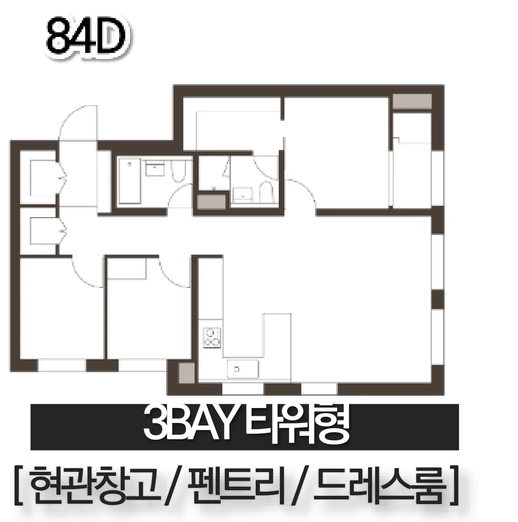 빌리브 명지 듀클래스 84D 3Bay 타워형 평면도