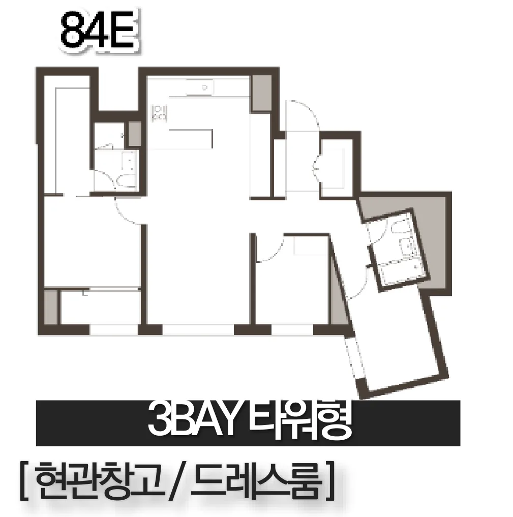 빌리브 명지 듀클래스 84E 3Bay 타워형 평면도