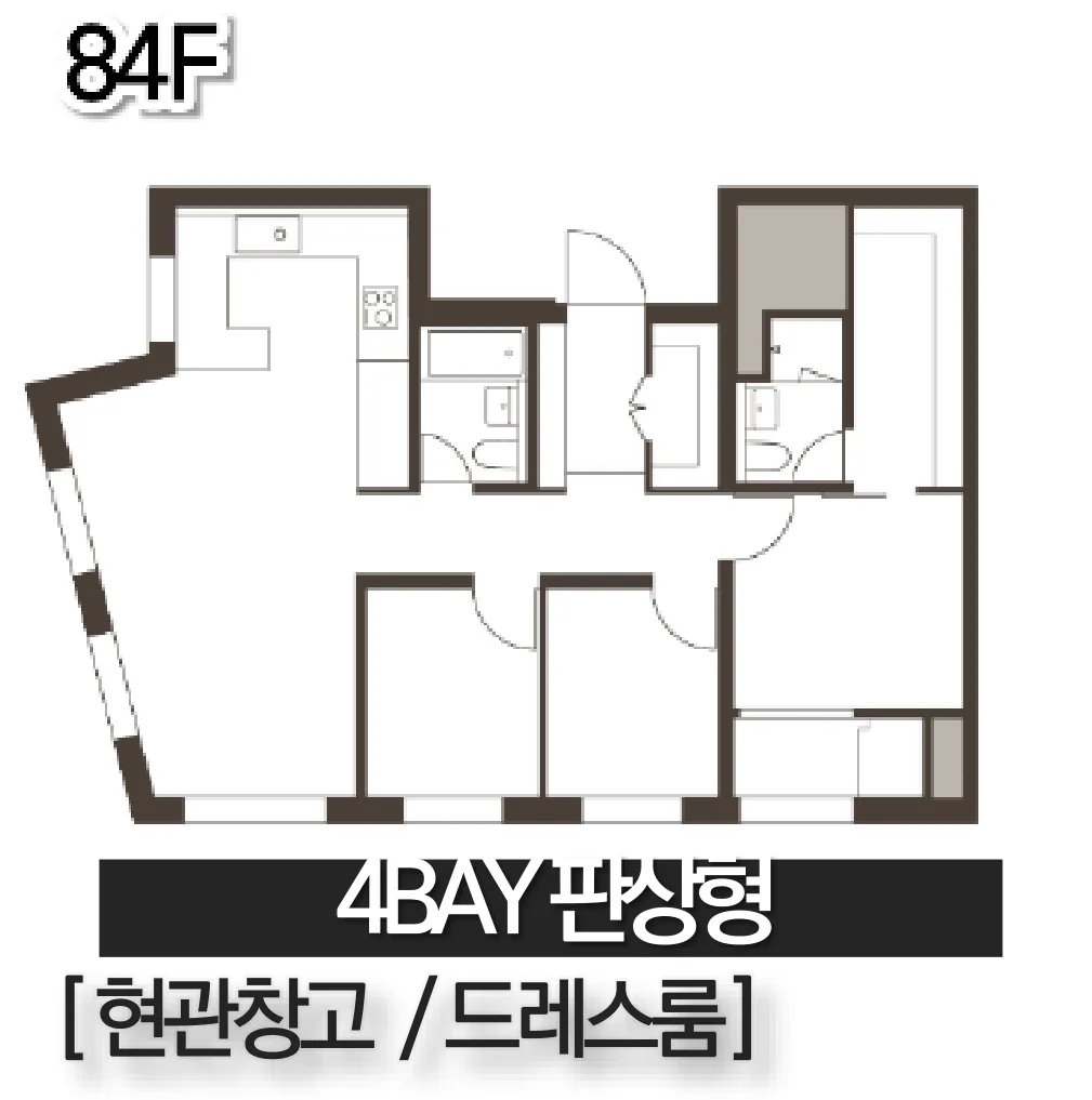 빌리브 명지 듀클래스 84F 4Bay 판상형 평면도